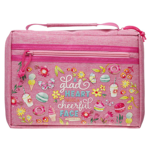Glad Heart Cheerful Face Pink Fashion Bible Cover - Proverbs 15:13 - KI Gifts Christian Supplies