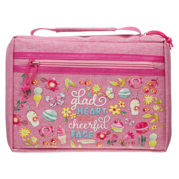 Glad Heart Cheerful Face Pink Fashion Bible Cover - Proverbs 15:13 - KI Gifts Christian Supplies