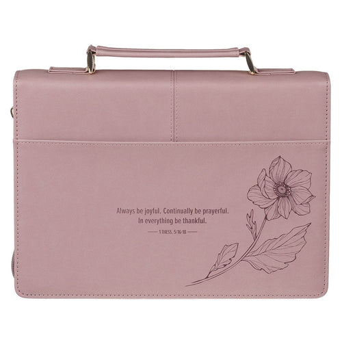 Always Be Joyful Dusty Mauve Faux Leather Fashion Bible Cover - 1 Thessalonians 5:16