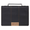 Be Strong Black Faux Leather Classic Bible Cover - Ephesians 6:10
