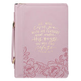 Under His Wings Pink Faux Leather Fashion Bible Cover - Psalm 91:4