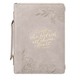 Trust in the Lord Taupe Faux Leather Fashion Bible Cover - Proverbs 3:5