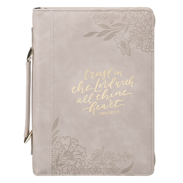 Trust in the Lord Taupe Faux Leather Fashion Bible Cover - Proverbs 3:5