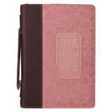 Plans to Prosper Pink and Brown Faux Leather Fashion Bible Cover - Jeremiah 29:11