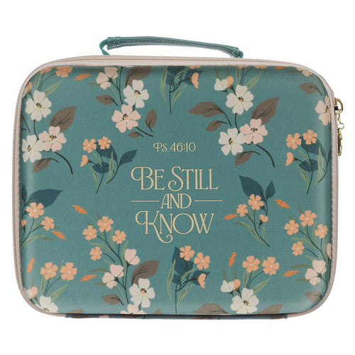 Be Still and Know Teal Two-fold Organizer Bible Case - Psalm 46:10 - KI Gifts Christian Supplies
