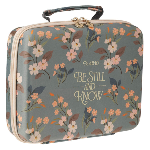 Be Still and Know Teal Two-fold Organizer Bible Case - Psalm 46:10