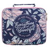 Everything Beautiful Navy Floral Two-fold Organizer Bible Case - Ecclesiastes 3:11 - KI Gifts Christian Supplies