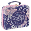 Everything Beautiful Navy Floral Two-fold Organizer Bible Case - Ecclesiastes 3:11