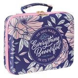 Everything Beautiful Navy Floral Two-fold Organizer Bible Case - Ecclesiastes 3:11