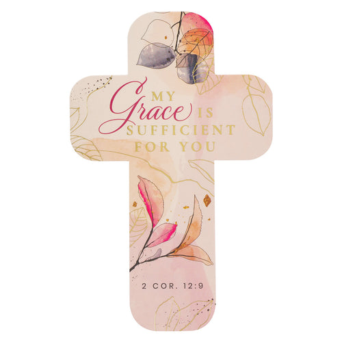 My Grace is Sufficient Peach Floral Cross Bookmark Set - 2 Corinthians 12:9