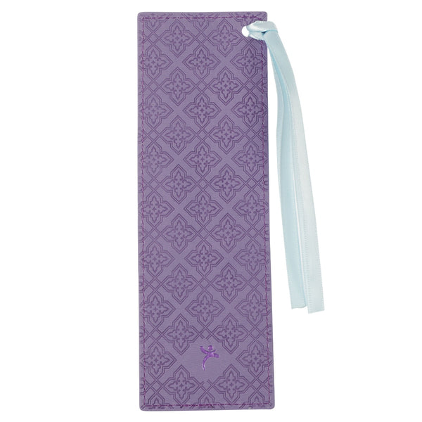 Strength and Dignity Hummingbird Purple Faux Leather Bookmark - Proverbs 31:25