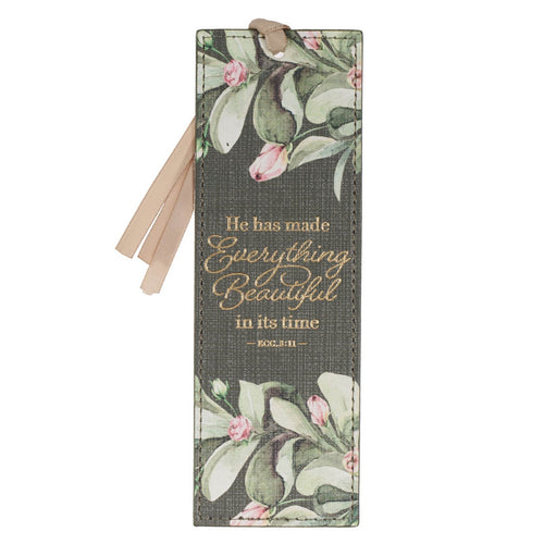 Everything Beautiful Green Faux Leather Bookmark - Ecclesiastes 3:11 - KI Gifts Christian Supplies