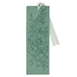 Faith Teal Floral Faux Leather Bookmark - 2 Corinthians 5:7