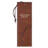 Amazing Grace Honey-brown Faux Leather Bookmark - Isaiah 53:3 - KI Gifts Christian Supplies