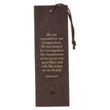 Amazing Grace Honey-brown Faux Leather Bookmark - Isaiah 53:3