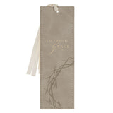 Amazing Grace Taupe Faux Leather Bookmark - Isiah 53:5 - KI Gifts Christian Supplies