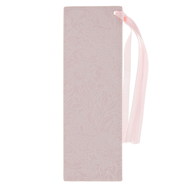 Bless and Keep You Blush Floral Faux Leather Bookmark - Numbers 6:24