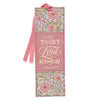 Trust Coral Floral Faux Leather Bookmark - Isaiah 40:31 - KI Gifts Christian Supplies