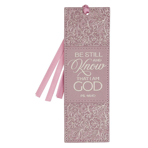 Be Still and Know Dusty Mauve Faux Leather Bookmark - Psalm 46:10