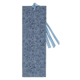 Strength and Dignity Blue Cottage Garden Faux Leather Bookmark - Proverbs 31:25