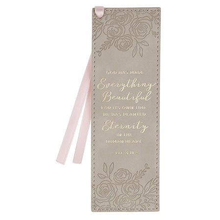 Prayer Changes Things Taupe Faux Leather Bookmark