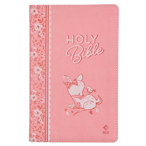 Pink Faux Leather NLT Baby Keepsake Bible for Girls - KI Gifts Christian Supplies