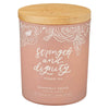 Strength and Dignity Grapefruit Scented Candle in a Peach Glass Jar- Proverbs 31:25 - KI Gifts Christian Supplies