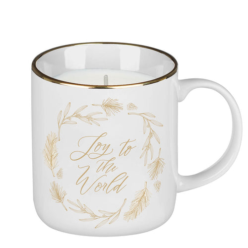 Joy to the World Scented Candle in a Ceramic Mug - KI Gifts Christian Supplies