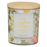 He Restores My Soul Calming Breeze Scented Candle in a Glass Jar - Psalm 23:3 - KI Gifts Christian Supplies