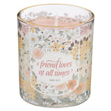 A Friend Loves at All Times Grapefruit Grove Scented Candle in a Glass Jar - Proverbs 17:17 - KI Gifts Christian Supplies