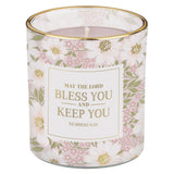 Bless and Keep You Cactus Blossom and Coconut Scented Candle in Glass Jar - Numbers 6:24 - KI Gifts Christian Supplies