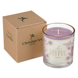 Always Be Joyful Dusty Mauve Rain-Drenched Lotus Scented Candle in a Glass Jar - 1 Thessalonians 5:16.