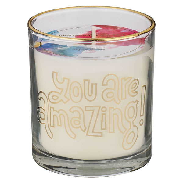 You Are Amazing Driftwood and Sea Salt Scented Candle in a Glass Jar - KI Gifts Christian Supplies