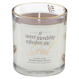 A Sweet Friendship Mediterranean Breeze Scented Candle in a Glass Jar - KI Gifts Christian Supplies