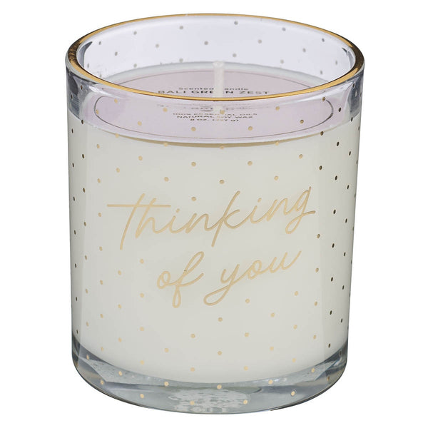 Thinking of You Bali Green Zest Scented Candle in a Glass Jar - KI Gifts Christian Supplies