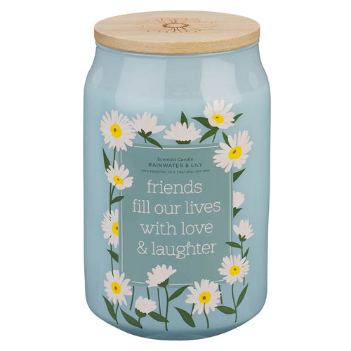 Love and Laughter Rainwater and Lily Scented Candle in Glass Jar - KI Gifts Christian Supplies