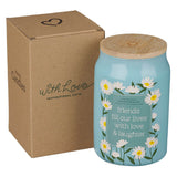 Love and Laughter Rainwater and Lily Scented Candle in Glass Jar