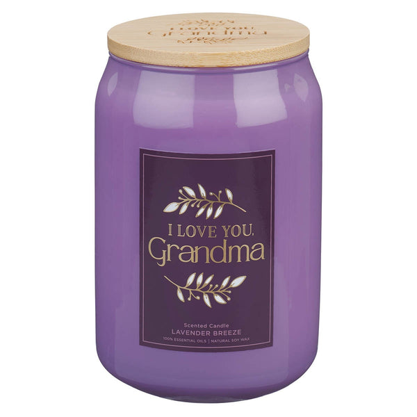 I Love You, Grandma Lavender Breeze Scented Candle in a Glass Jar - KI Gifts Christian Supplies