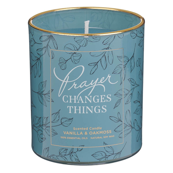 Prayer Changes Things Vanilla & Oakmoss Scented Candle in a Glass Jar