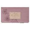 Joyful Mauve Floral Faux Leather Checkbook Wallet - 1 Thessalonians 5:16