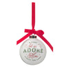 Come Let Us Adore Him White Ceramic Christmas Ornament - KI Gifts Christian Supplies