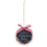 Adore Him Blue Ceramic Disc Ornament - KI Gifts Christian Supplies