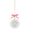 Good News White Ceramic Disc Ornament - Luke 2:10 - KI Gifts Christian Supplies