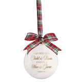 A Child is Born White Ceramic Christmas Ornament - Isaiah 9:6 - KI Gifts Christian Supplies