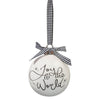Joy to the World White Ceramic Christmas Ornament