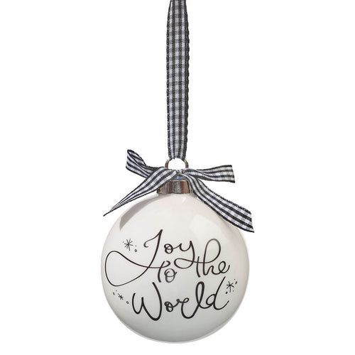 Joy to the World White Ceramic Christmas Ornament