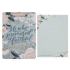He Who Promised Is Faithful Teal Meadow Clipboard and Notepad - Hebrews 10:23 - KI Gifts Christian Supplies