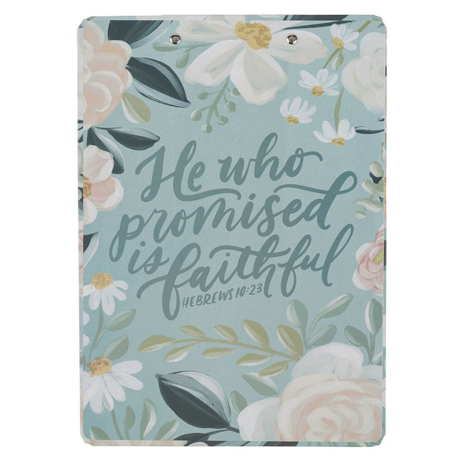 He Who Promised Is Faithful Teal Meadow Clipboard and Notepad - Hebrews 10:23