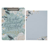He Who Promised Is Faithful Teal Meadow Clipboard and Notepad - Hebrews 10:23