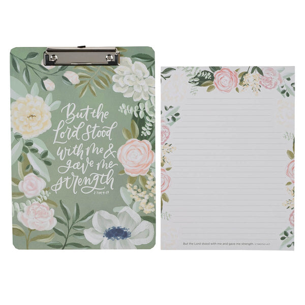 The Lord Stood With Me Green Garden Clipboard and Notepad – 2 Timothy 4:17